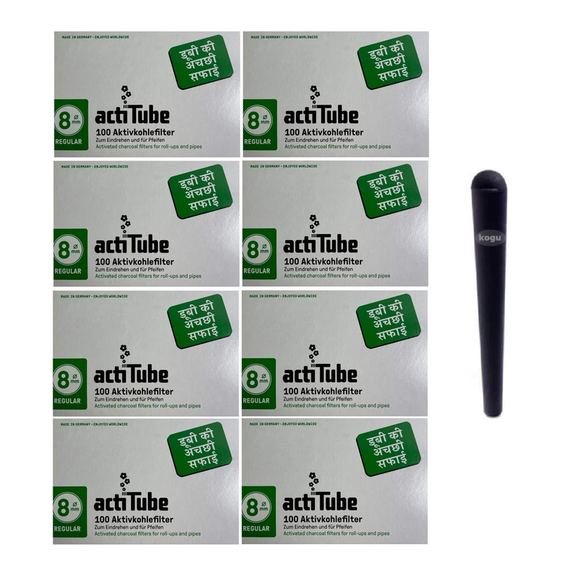 kogu Set with actiTube Activated Carbon Filter Now with 2 Ceramic Caps, 8 mm - Includes J-Case (8x100 (800)) - Image 1