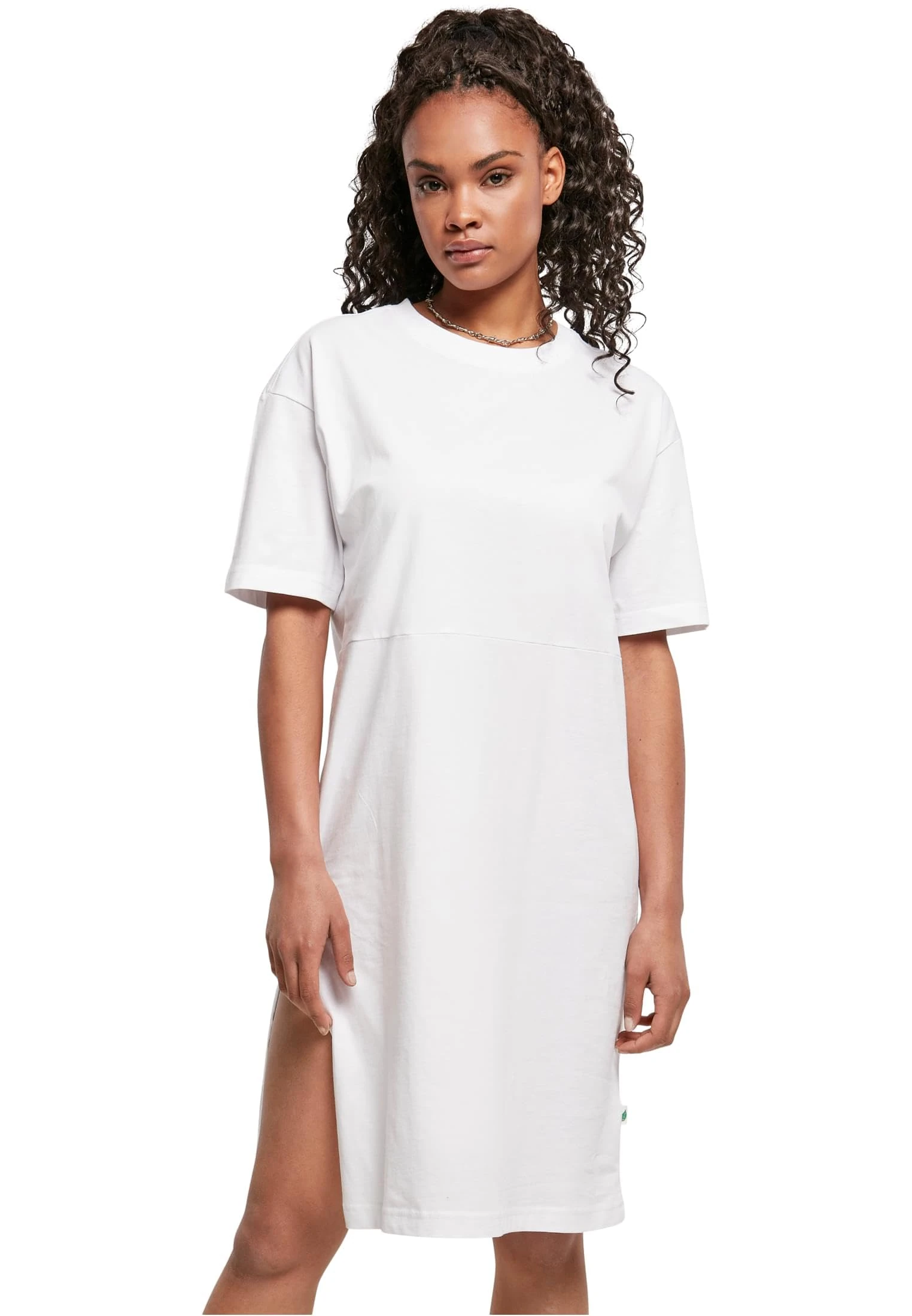 Urban Classics Women's Ladies Extended Shoulder Tee Dress, White, XS UK