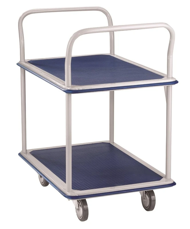 Double Tray Trolley 250kg Capacity 725mm x 465mm Light Grey/Blue