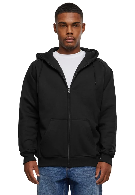Urban Classics Men's Basic Terry Zip Hoody Cardigan Sweater, Black, XL