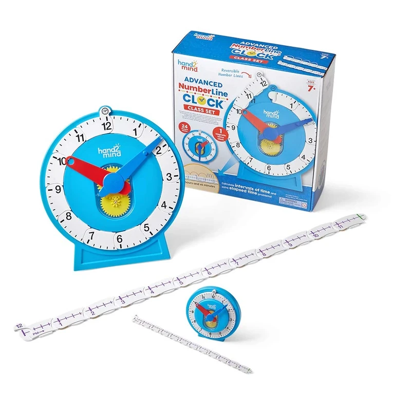 Learning Resources Advanced NumberLine Clock Class Set for Kids Learning To Tell Time, Maths Manipulatives for Telling Time, Analogue Clock for Kids Learning, Teacher Supplies (25 Total Clocks) 222