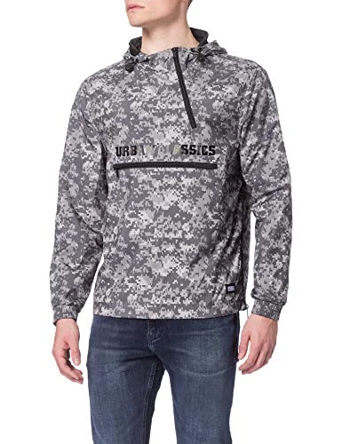 Urban Classics Men's Commuter Pull Over Jacket Windbreaker, Dark Digital Camo, S