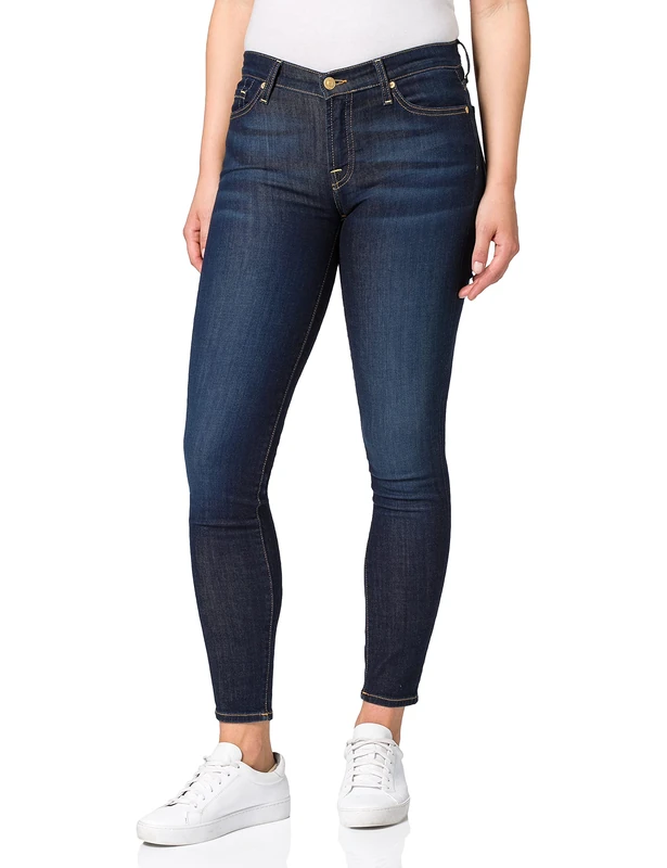 7 For All Mankind Women's The Skinny Crop Bair Rinsed Indigo Jeans, Dark Blue, 24 W/30 L