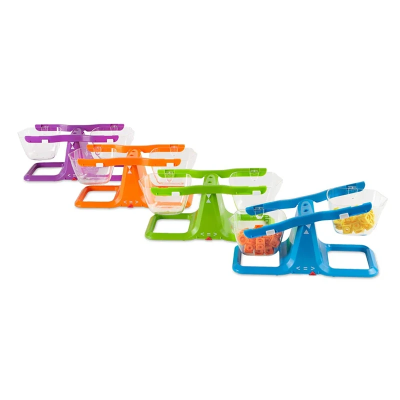 Learning Resources Nestable Bucket Balance Set of 4 - Double Bucket Scale for Liquids and Solids, Easy to Assemble Kids Scale, Space Saving Storage Base for Classroom Maths