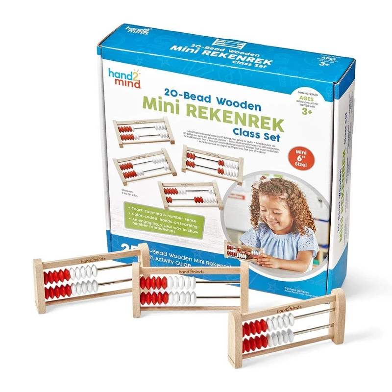 Learning Resources Mini 20 Bead Wooden Rekenrek Class Set, Abacus for Maths, Counting Rack, Counters for Kids, Educational Toys, Classroom Supplies (Set of 25)