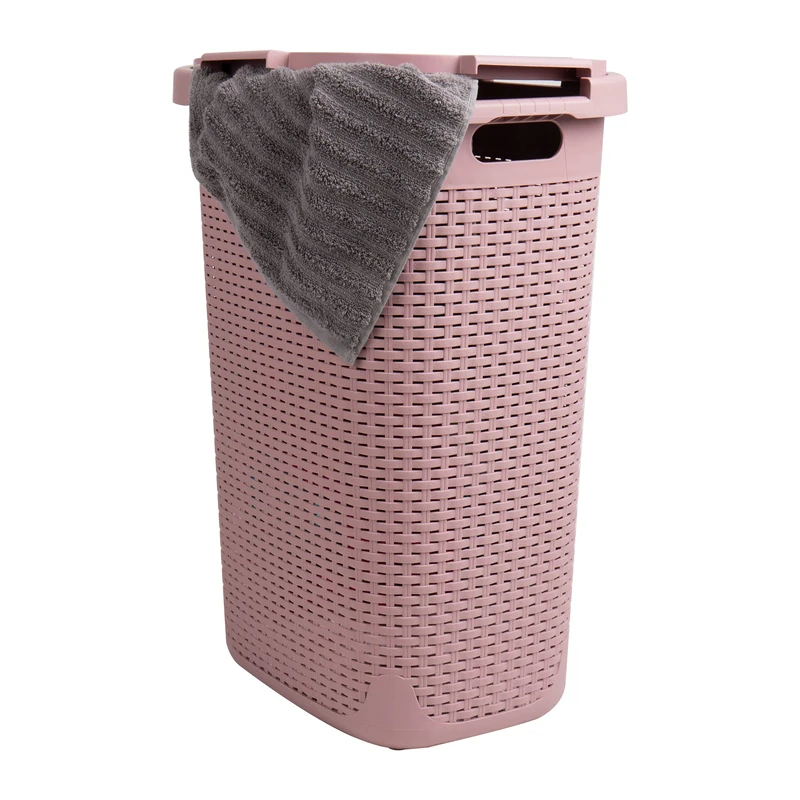Mind Reader 60L Slim Laundry Hamper, Pink, Single