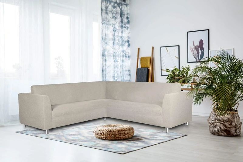 Italian Bed Linen Dahlia corner sofa cover, Cream