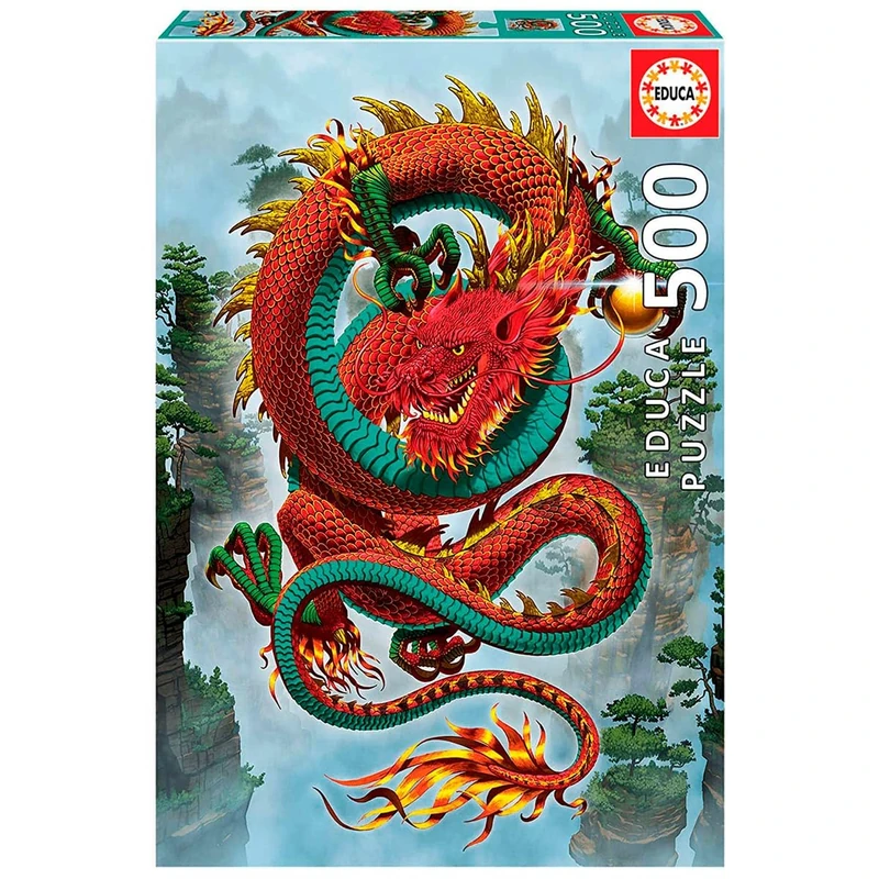Educa - 500 Piece Puzzle for Adults | The Dragon of Good Luck Vincent HIE Includes Glue Fix Puzzle. Ages 11 (19003)