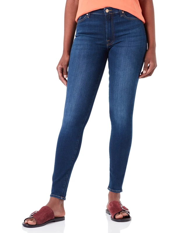 7 For All Mankind Women's HW Skinny Slim Illusion Eco Empower Jeans, Dark Blue, 23