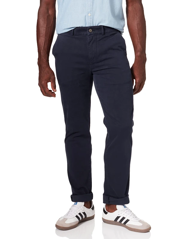 7 For All Mankind Men's Slimmy Chino Tap. Luxe Performance Sateen Navy Pants, Blue, 18
