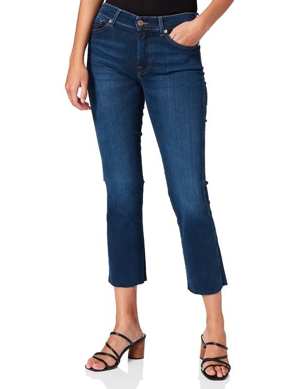 7 For All Mankind Women's Ankle Boot Slim Illusion Eco Empower with Raw Cut Jeans, darkblue, 24W x 30L