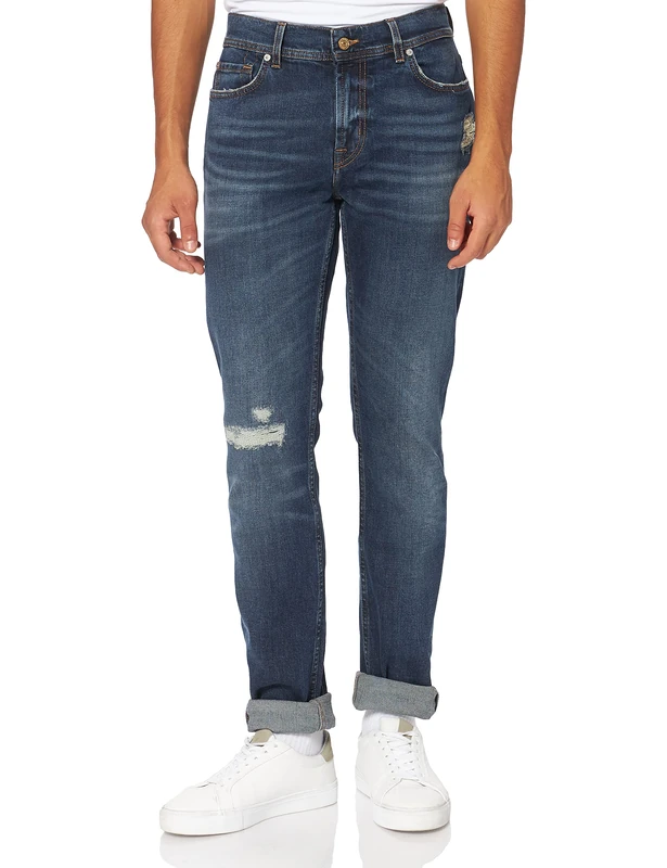 7 For All Mankind Men's Ronnie Shook Jeans, Dark Blue, 40 W/30 L - Image 1