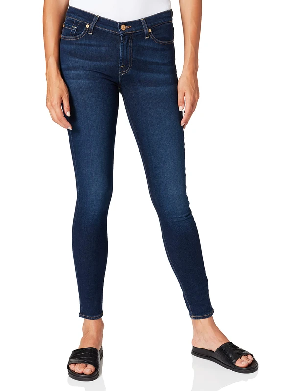 7 For All Mankind Women's The Skinny Rinsed Jeans, Dark Blue, 24 W/30 L