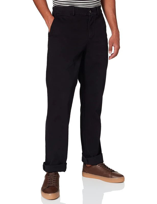 7 For All Mankind Men's Slimmy Chino Tap. Luxe Performance Sateen Black Pants, 18