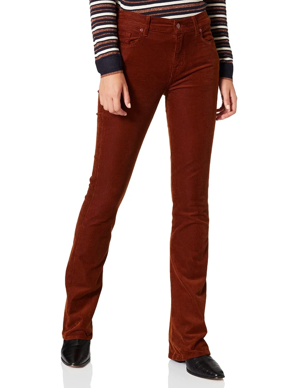 7 For All Mankind Women's Bootcut Corduroy Cinnamon Trouser, Brown, 31W x 30L