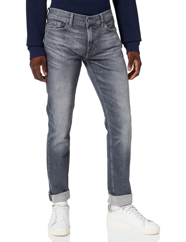 7 For All Mankind Men's Ronnie Wintry Grey Jeans, Gray, 28