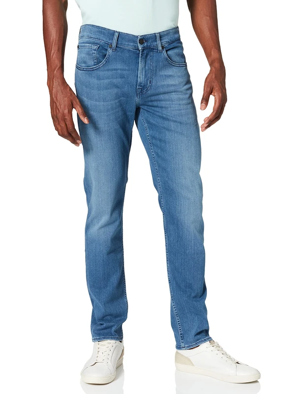 7 For All Mankind Men's Slimmy Tapered Luxe Performance Plus Modern Jeans, Mid Blue, 40 W/30 L