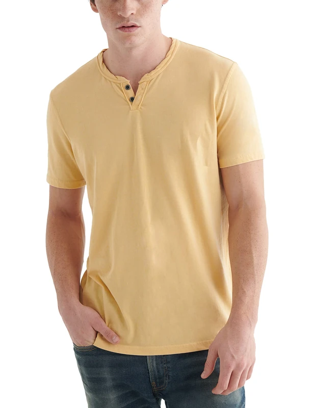 Lucky Brand Men's Venice Burnout Notch Neck Tee Shirt T, Jojoba, XXL