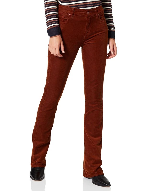 7 For All Mankind Women's Bootcut Corduroy Cinnamon Trouser, Brown, 23