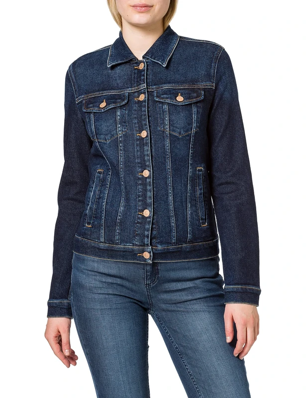 7 For All Mankind Women's Modern Trucker Luxe Vintage Charisma Jacket, Dark Blue, S
