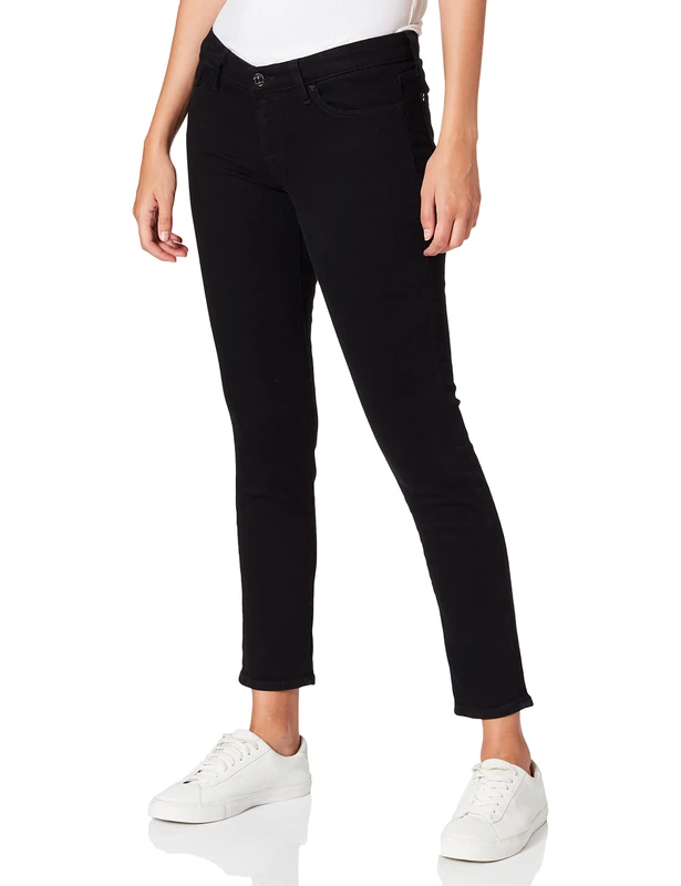 7 For All Mankind Women's Pyper Crop Slim Illusion Fame Jeans, Black, 23