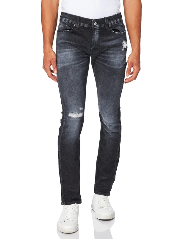 7 For All Mankind Men's Ronnie Shook Up Black Jeans, 29 W/30 L