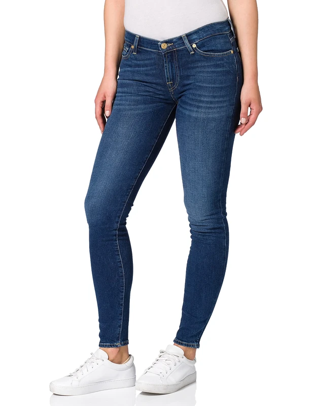 7 For All Mankind Women's The Skinny Mid Blue Jeans, 29W x 30L
