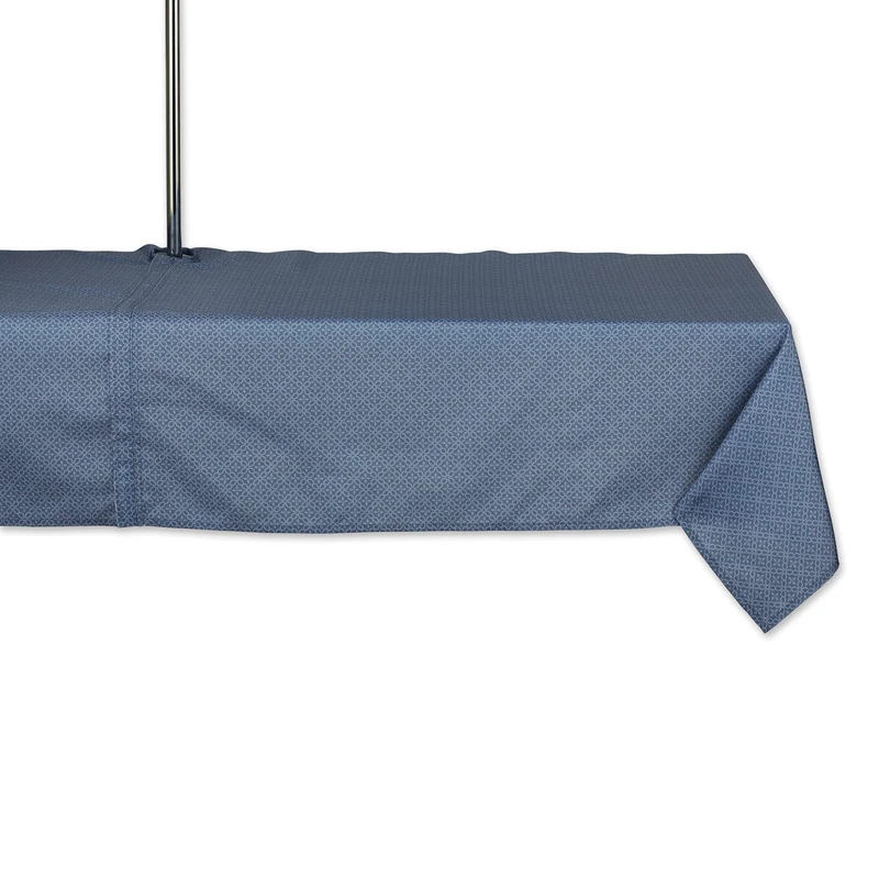 DII Outdoor Tabletop Collection Tonal Lattice, Zipper Tablecloth, 60x120, French Blue