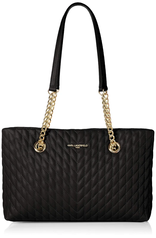 KARL LAGERFELD Women's Karolina Chain Carry Bag, Black/Gold, One Size