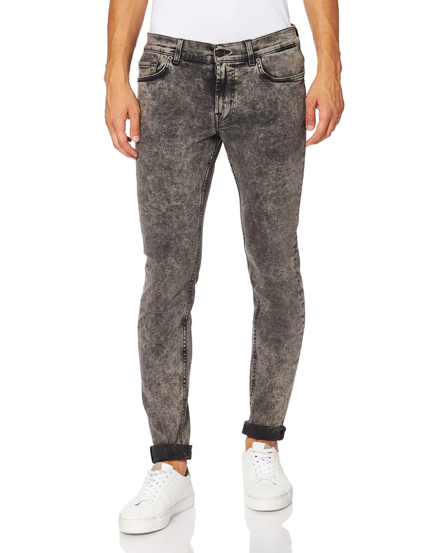 7 For All Mankind Men's Ronnie Tapered Stretch Tek Marble Jeans, Gray, 36 W/30 L - Image 1