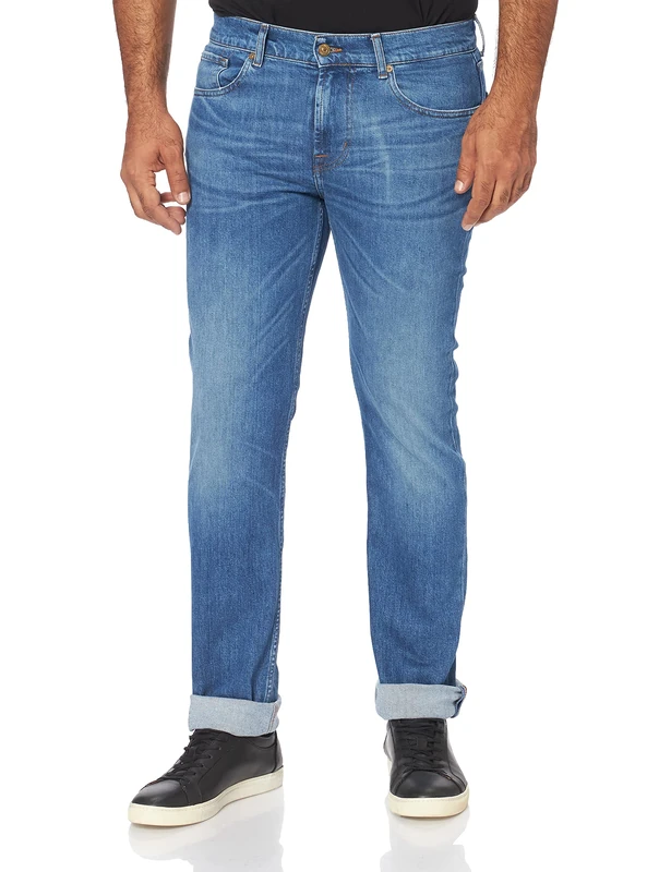 7 For All Mankind Men's Slimmy Strolling Jeans, Mid Blue, 28 W/ 30 L