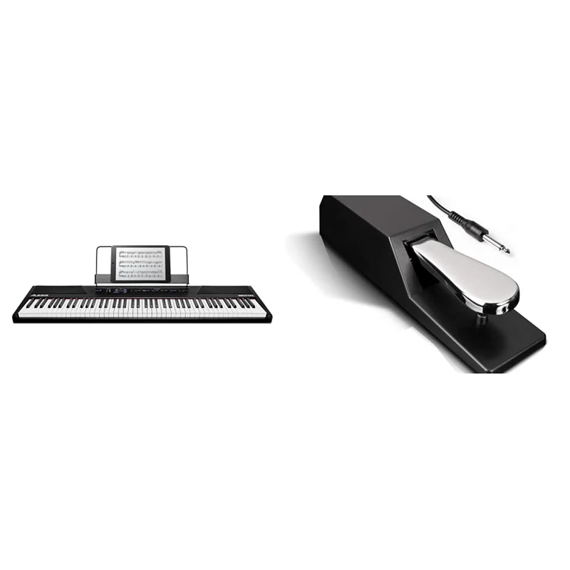 Alesis Recital 88 Key Digital Piano Keyboard for Beginners with Semi Weighted Keys & ASP-2 - Universal Keyboard Sustain Pedal for Synthesisers, Digital Pianos, MIDI Keyboards and more