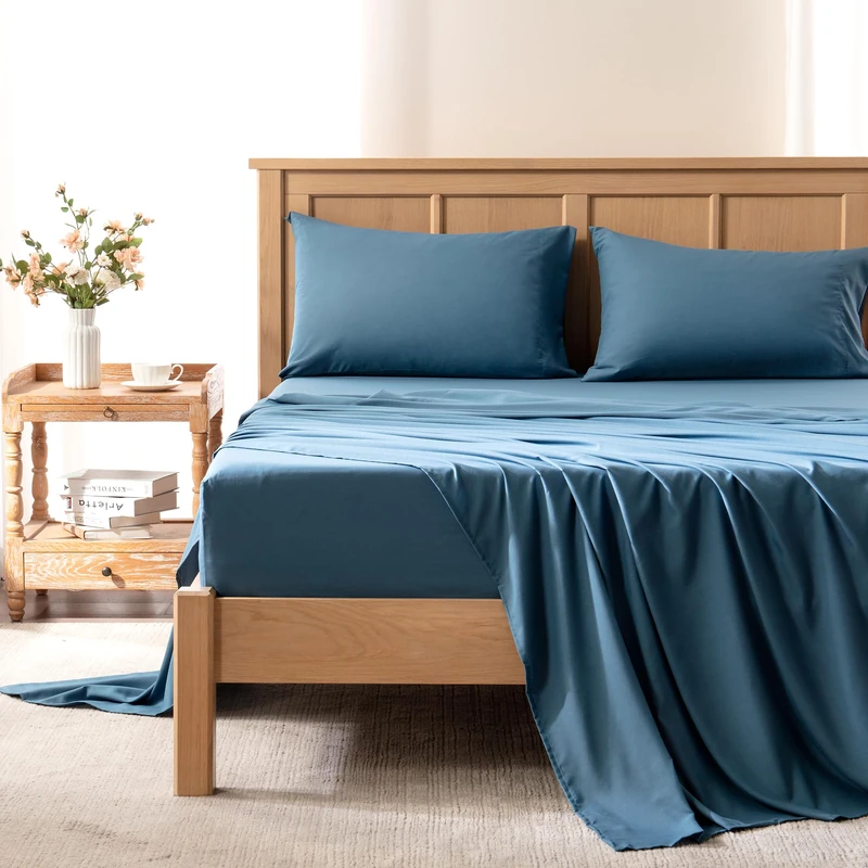 Comfort Spaces King Cooling Sheets, Moisture Wicking Coolmax Sheets, Soft, Colorfast Sheet Set, Cooling Bed Sheets For Hot Sleepers, Elastic Deep Pocket Fits Up to 16" Mattress, King Teal 4 Piece