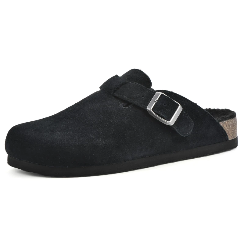 WHITE MOUNTAIN Women's Bari Clog, Black/Suede W/Faux Fur, 7 UK