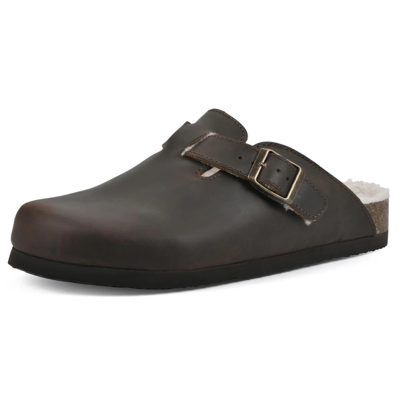 WHITE MOUNTAIN Women's Bari Clog, Brown/Leather W/Faux Fur, 5.5 UK