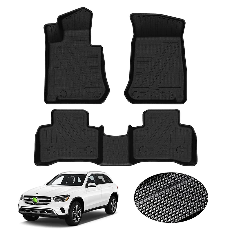 KUST Custom Fit Floor Mats for 2016-2022 Mercedes Benz GLC Class All Models GLC300 GLC250 All Weather Floor Mat Liners 1st & 2nd Row Liner Black