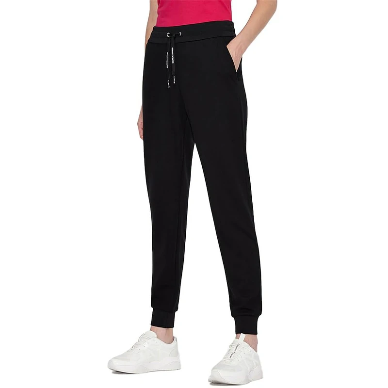 Armani Exchange Women's Circle Logo Jogger Sweatpant Casual Pants, Black, L