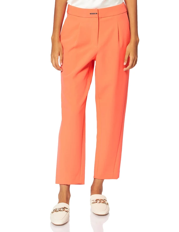 Armani Exchange Women's Hidden Closure with Logoed Metallic Emebllishment Suit Pants, Orange Sorbet, XS