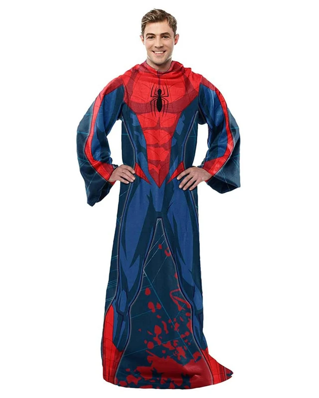 Northwest Spider-Man Spidey Webs Adult Silk Touch Comfy Throw Blanket with Sleeves, 48" x 71"