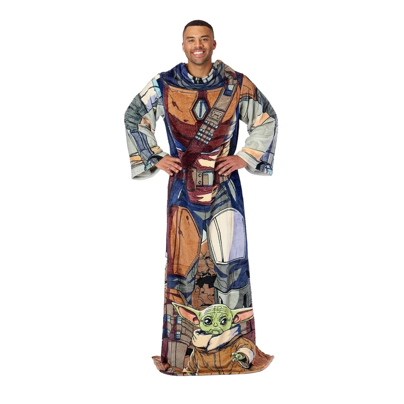 Northwest Star Wars: The Mandalorian Comfy Mando Adult Silk Touch Comfy Throw Blanket with Sleeves, 48" x 71"