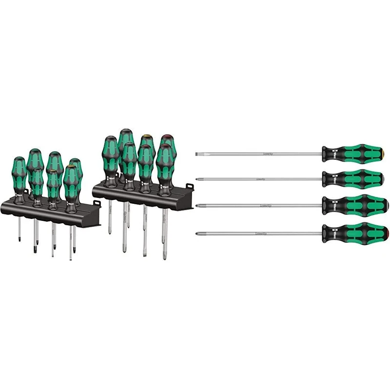 Wera 05105630001 Kraftform Big (Pack 300) Series Screwdriver Set & 335/350/355/4 Kraftform Plus Lasertip Screwdriver Set, PH/PZ/SL, 4pc, 05347736002