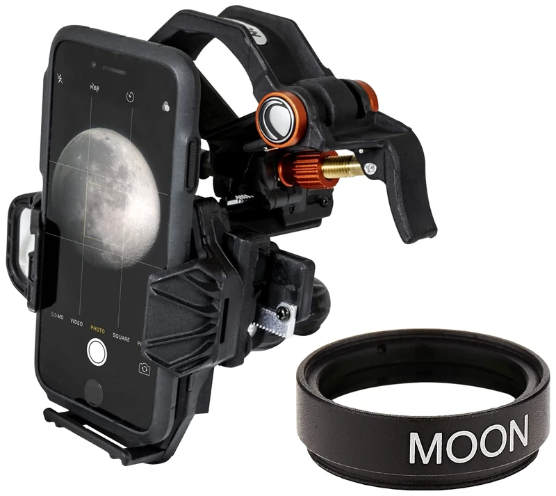 Celestron NexyZ 3-Axis Universal Smartphone Adapter, Black & 94119-A 1.25 Inch Moon Filter,Black