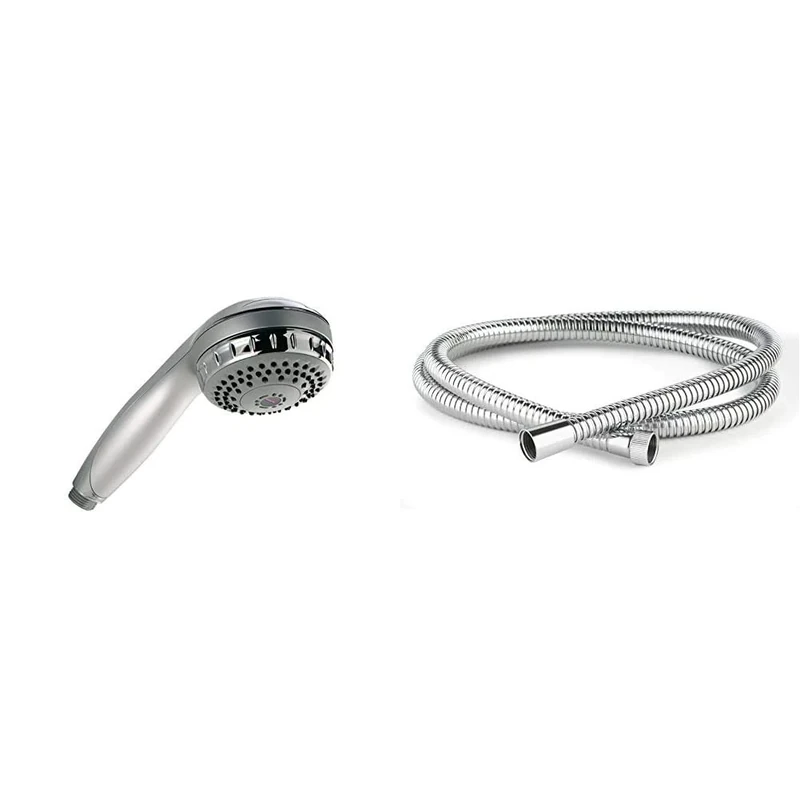 Aqualisa Varispray adjustable shower head - Chrome & 164516 Shower Hose, 1.5m, Chrome-plated stainless steel, 1.69 in*12.63 in*8.3 in