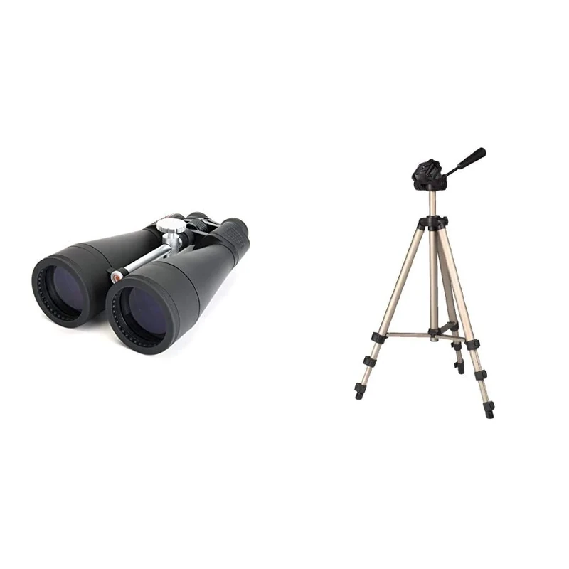 Celestron 71018 SkyMaster 20 x 80 Binocular & Hama 4175 | Star 75 Camera Tripod | Up to 125cm | Incl. Carrying Bag | Black