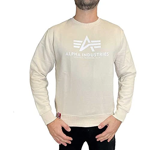 ALPHA INDUSTRIES Men's Basic Sweater Sports Hoodie, Opaque, Jet Stream White/White, XL