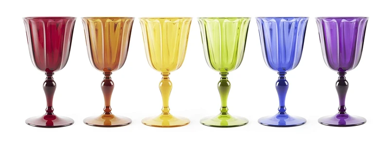 Excelsa Country Color Set of 6 Goblets, Plastic