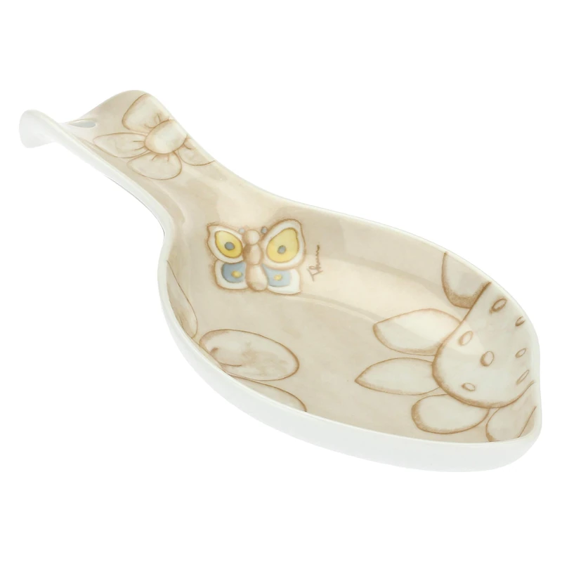 THUN - Ladle Rest Decorated with Butterflies and Flowers - Kitchen Accessories - Elegance Line - Porcelain - 23.8 x 12 x 3 h cm