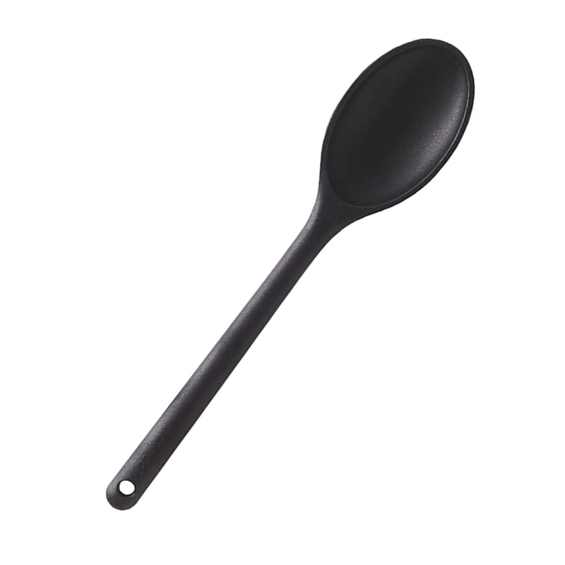 MASTRAD - Hollow Kitchen Spoon - Preparing, Baking and Mixing - Uniblock - Silicone - No Scratch Saucepans - Black - Image 1