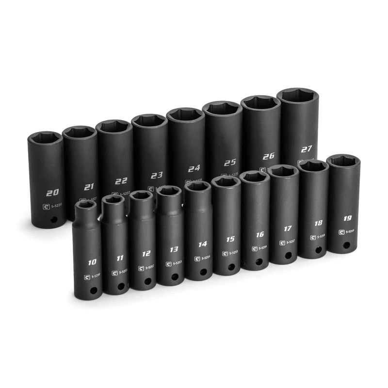 Capri Tools 1/2 in. Drive Deep Impact Socket Set, 10 to 27 mm, Metric, 18-Piece