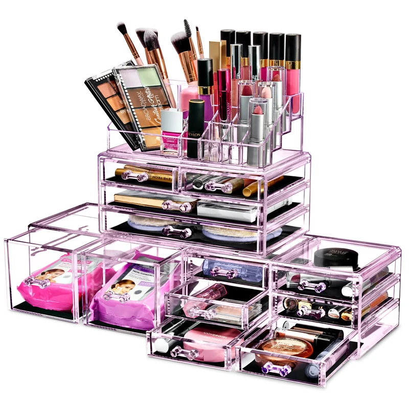 Sorbus Cosmetic Makeup and Jewelry Storage Case Tower Display Organizer - Spacious Design - Great for Bathroom, Dresser, Vanity and Countertop (Purple)
